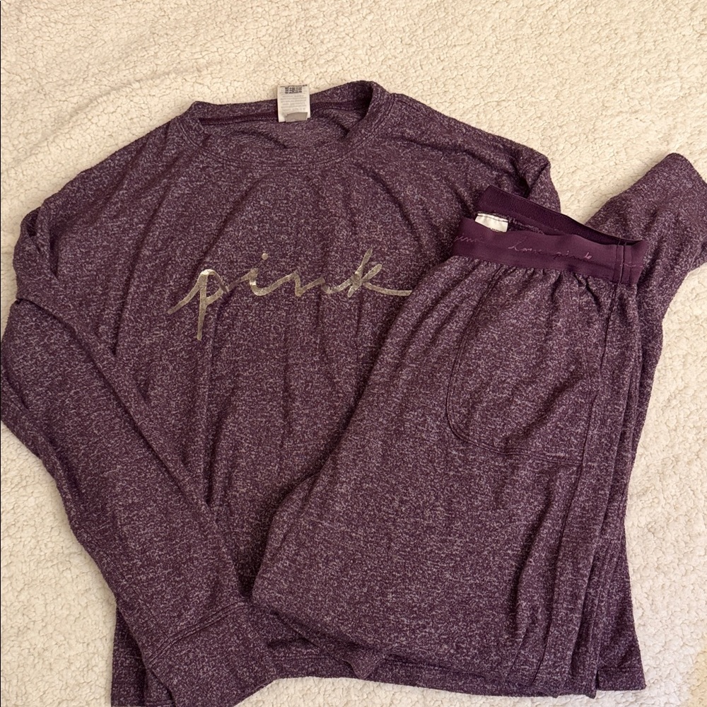 PINK Victoria's Secret Purple Long Sleeve and Pants Set